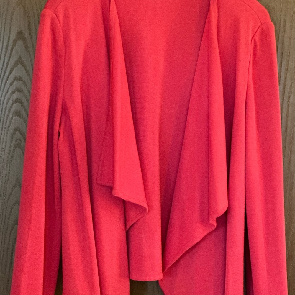 Gorgeous St John hot pink waterfall sweater.